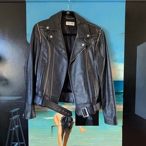 Saint Laurent leather jacket with zippers
